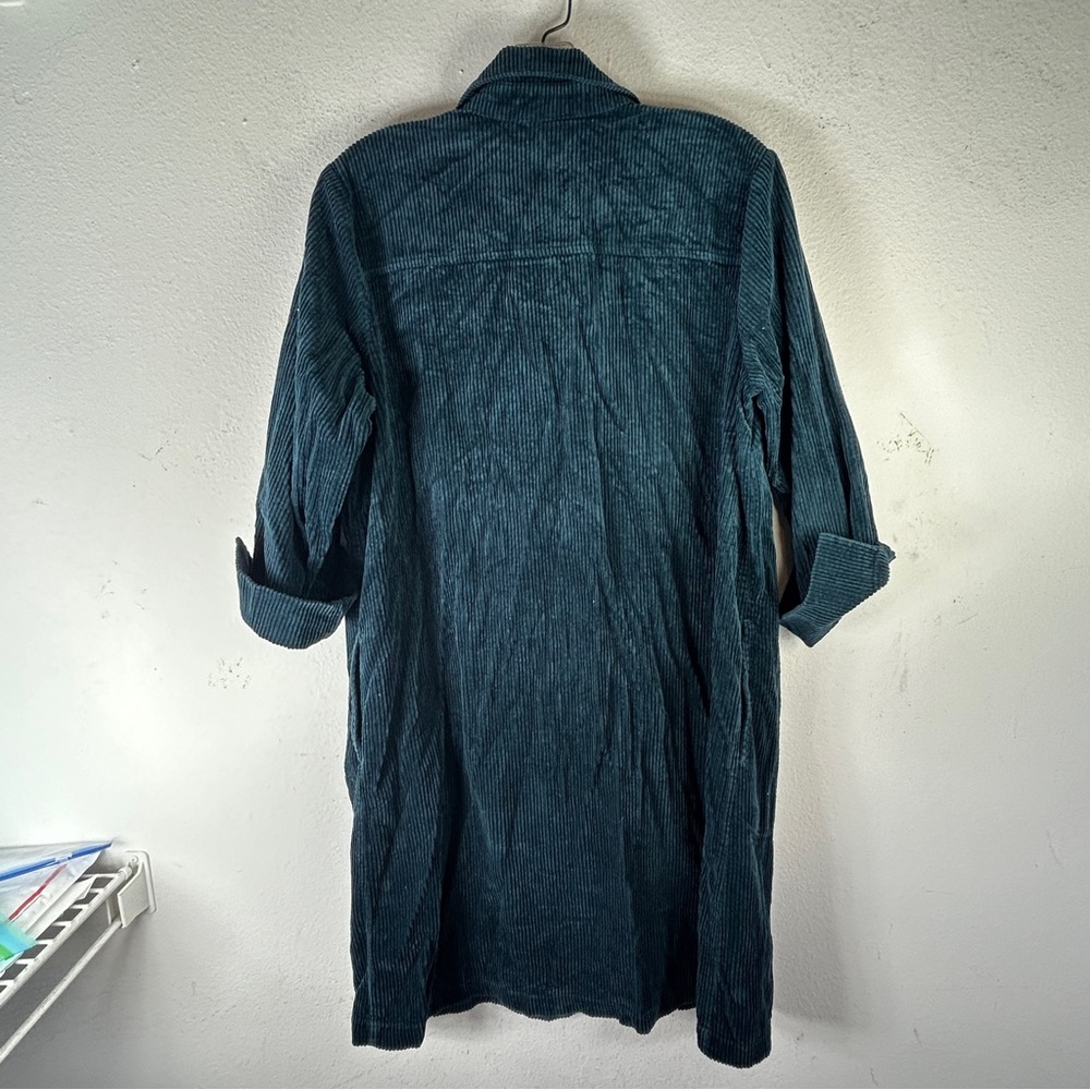J Jill Corduroy Shirt Dress Womens Small Green Tunic Teacher Modest Fall - Picture 5 of 9